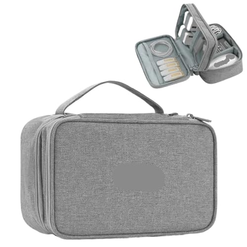 CGUOHU Kabel Organizer Tasche Große Kapazität Reise USB Gadget Kabel Tasche Kopfhörer Aufbewahrungsbox Datenkabel Aufbewahrungstasche Festplatte Ladegerät Power Bank Organizer(Double Layer-Gray-A) von CGUOHU