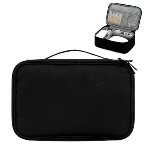 CGUOHU Kabel Organizer Tasche Große Kapazität Reise USB Gadget Kabel Tasche Kopfhörer Aufbewahrungsbox Datenkabel Aufbewahrungstasche Festplatte Ladegerät Power Bank Organizer(Single Layer-Black-A) von CGUOHU