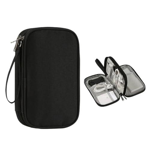 CGUOHU Kabel Organizer Tasche Reise-Organizer, Elektronik-Zubehör, Tragetasche, wasserdicht, doppellagig, Aufbewahrungstaschen for Kabel(Black) von CGUOHU
