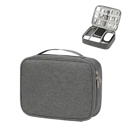 CGUOHU Kabel Organizer Tasche Tragbare Datenleitungs-Ladegerät-Aufbewahrungstasche, Reisekabel-Organizer, wasserdichte Kabel-Aufbewahrungstasche, digitaler elektronischer(Single Layer Grey) von CGUOHU