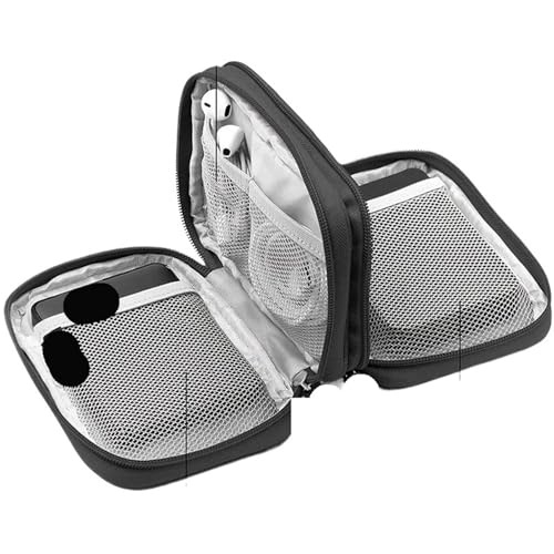 CGUOHU Kabel Organizer Tasche Tragetasche Externe Festplatte Schutz Aufbewahrungstasche for 2,5 Zoll Festplatte Abdeckung Gehäuse Power Bank Beutel Box(Black Double Layer) von CGUOHU