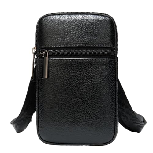 Herren-Schultertaschen Casual Echtes Leder Messenger Bags Herren Tasche for Männer Kleine Telefon herren Umhängetasche Schulter Männlichen(Black) von CGUOHU