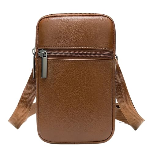Herren-Schultertaschen Casual Echtes Leder Messenger Bags Herren Tasche for Männer Kleine Telefon herren Umhängetasche Schulter Männlichen(Brown) von CGUOHU