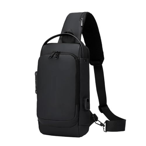 Herren-Schultertaschen Herren Umhängetasche Männer Reise Sport Sling Tasche Männlichen Multifunktions Anti-diebstahl Passwort Sperre for Reiten Motorrad Brust packs(Black) von CGUOHU