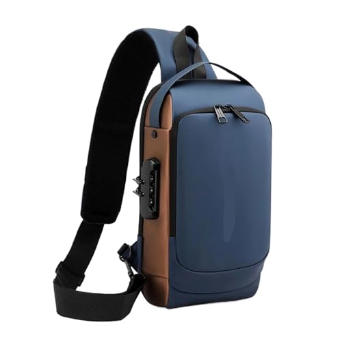 Herren-Schultertaschen Herren Umhängetasche Männer Reise Sport Sling Tasche Männlichen Multifunktions Anti-diebstahl Passwort Sperre for Reiten Motorrad Brust packs(Blue) von CGUOHU