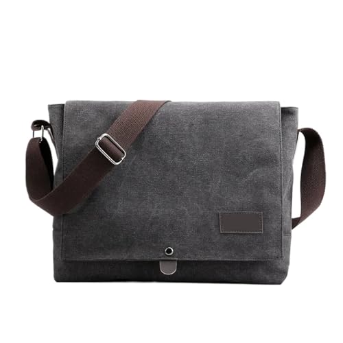Herren-Schultertaschen Männer Leinwand Umhängetasche Schulter Messenger Taschen Mann Casual Solide Multi Funktion Tragbare Männliche Tasche(Black) von CGUOHU