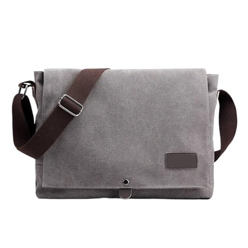 Herren-Schultertaschen Männer Leinwand Umhängetasche Schulter Messenger Taschen Mann Casual Solide Multi Funktion Tragbare Männliche Tasche(Grey) von CGUOHU
