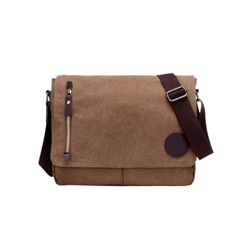 Herren-Schultertaschen Massive Canvas Messenger Satchel Taschen Schnalle Lässige tragbare Umhängetasche Einfache Packung for Männer(Brown) von CGUOHU