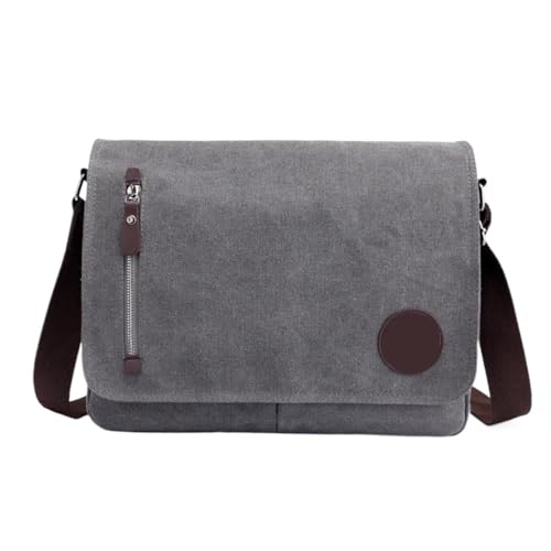 Herren-Schultertaschen Massive Canvas Messenger Satchel Taschen Schnalle Lässige tragbare Umhängetasche Einfache Packung for Männer(Gray) von CGUOHU