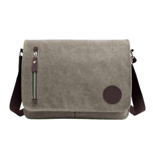 Herren-Schultertaschen Massive Canvas Messenger Satchel Taschen Schnalle Lässige tragbare Umhängetasche Einfache Packung for Männer(Khaki) von CGUOHU