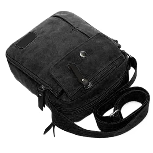 Herren-Schultertaschen Umhängetaschen Mann Einfach Kausal Canvas Rucksack Multifunktionale Outdoor-Schultertasche(Black) von CGUOHU