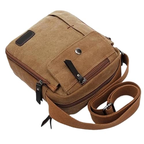 Herren-Schultertaschen Umhängetaschen Mann Einfach Kausal Canvas Rucksack Multifunktionale Outdoor-Schultertasche(Coffee) von CGUOHU