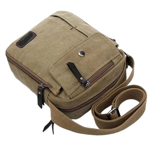 Herren-Schultertaschen Umhängetaschen Mann Einfach Kausal Canvas Rucksack Multifunktionale Outdoor-Schultertasche(Khaki) von CGUOHU