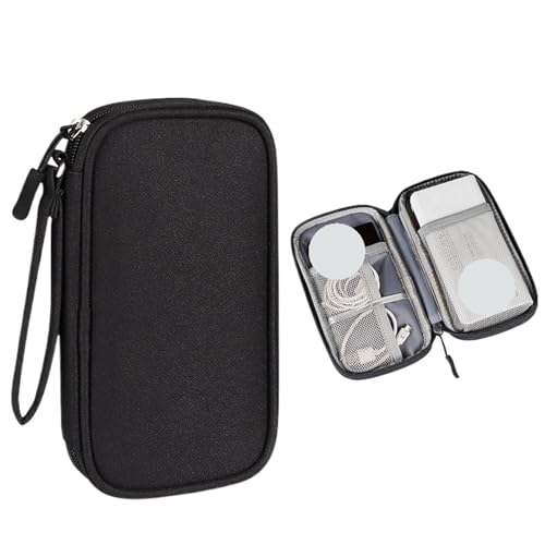 Kabel Organizer Tasche Reisekabeltasche, tragbare digitale Aufbewahrungstasche, Ladegerät, Datenkabeltasche, Organizer, wasserdichte Aufbewahrungstasche for elektronisches Zubehör(1 Layer-Black) von CGUOHU