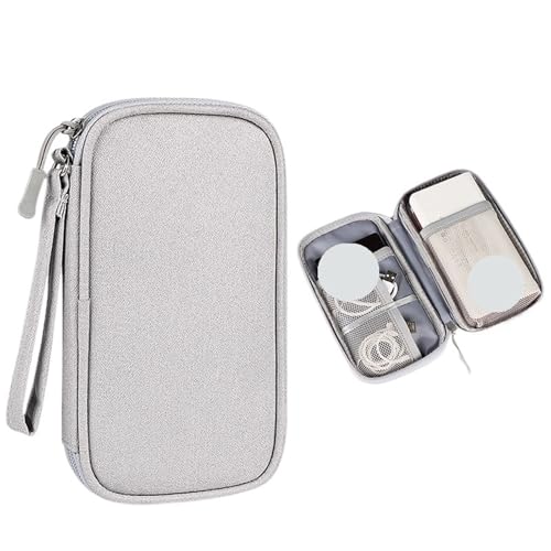 Kabel Organizer Tasche Reisekabeltasche, tragbare digitale Aufbewahrungstasche, Ladegerät, Datenkabeltasche, Organizer, wasserdichte Aufbewahrungstasche for elektronisches Zubehör(1 Layer-Gray) von CGUOHU