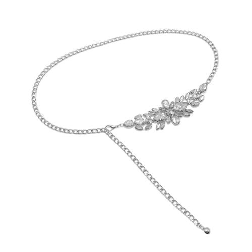 Taillenkette Damen Taillenkette Verstellbare Metall for Dekor Verzierte Metallgliedergürtelketten(Silver) von CGUOHU
