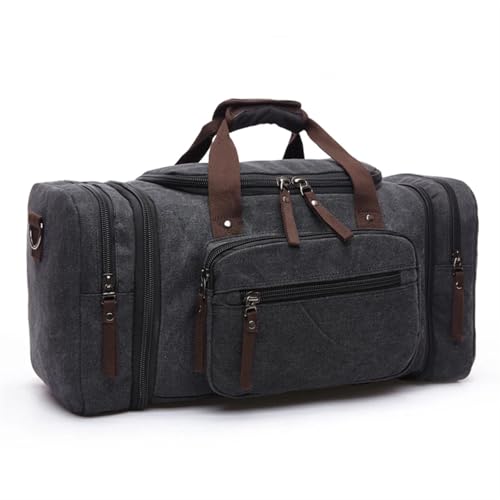 Tragbare Gepäcktasche Große Kapazität Männer Handgepäck Reise Seesäcke Segeltuch Reisetaschen Wochenende Umhängetaschen Multifunktionale Übernachtung Seesack Für Reisen Gym Urlaub(Black) von CGUOHU