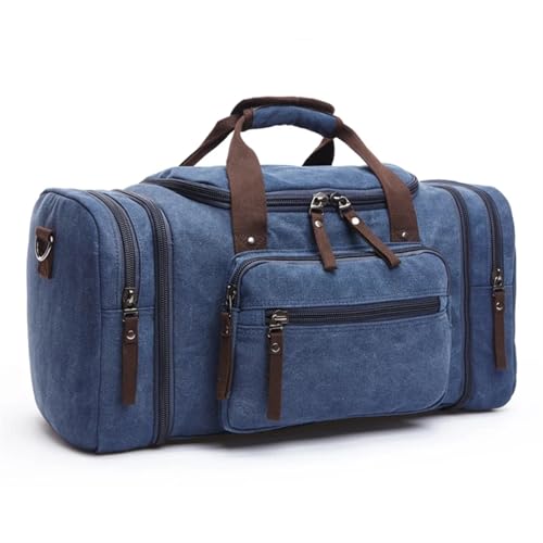 Tragbare Gepäcktasche Große Kapazität Männer Handgepäck Reise Seesäcke Segeltuch Reisetaschen Wochenende Umhängetaschen Multifunktionale Übernachtung Seesack Für Reisen Gym Urlaub(Blue) von CGUOHU