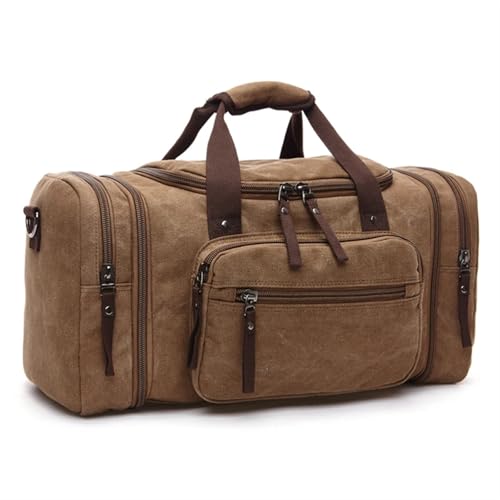 Tragbare Gepäcktasche Große Kapazität Männer Handgepäck Reise Seesäcke Segeltuch Reisetaschen Wochenende Umhängetaschen Multifunktionale Übernachtung Seesack Für Reisen Gym Urlaub(Coffee) von CGUOHU