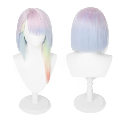 CGVG Anime Cosplay Perücke Lange Glatte Farbenfrohe Perücke Lucy Cosplay für Damen Frauen Halloween Comic Con (Farbenfroh) von CGVG