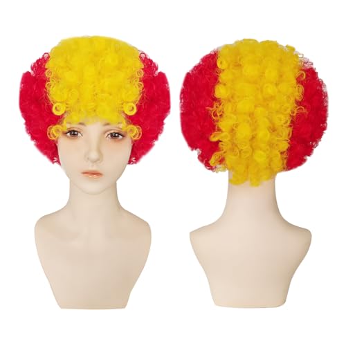 CGVG Clown Perücke Damen Herren Unisex Afro Perücke Lockenkopf Krauskopf Lockenperücke Clown Kostüm für Karneval Fasching Halloween Party (Spanien) von CGVG