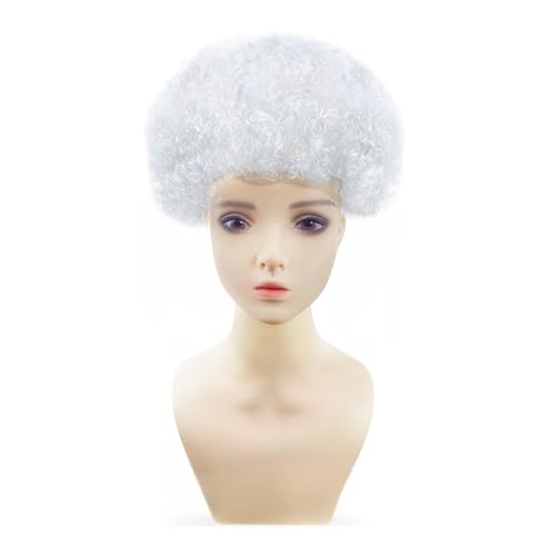 CGVG Clown Perücke Damen Herren Unisex Afro Perücke Lockenkopf Krauskopf Lockenperücke Clown Kostüm für Karneval Fasching Halloween Party (Weiß) von CGVG