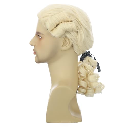 CGVG Herren Barock Perücke Richter Rokoko Lawyer Judge Marquis Edelmann Adliger Lord Dichter Komponist Renaissance Perücke für Cosplay Halloween Karneval Fasching (Blond) von CGVG