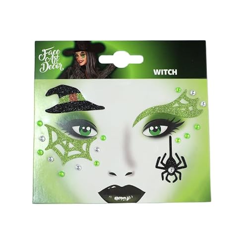 CGVG Hexen Tattoos Gesicht Halloween Hexe Gesichtstattoo Temporäre Glitzer Aufkleber Gesicht Hexe Schminke The Witch Sticker Hexen zubehör für Halloween Karneval Party von CGVG