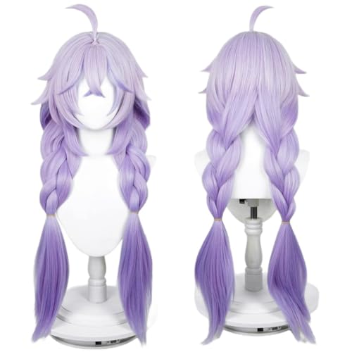 CGVG Honkai Star Rail Cosplay Perücke Anime Game Bailu Cosplay Perück Lange Lila Perücke mit Zwei Zöpfe für Damen Frauen Halloween Comic Con (Lila) von CGVG