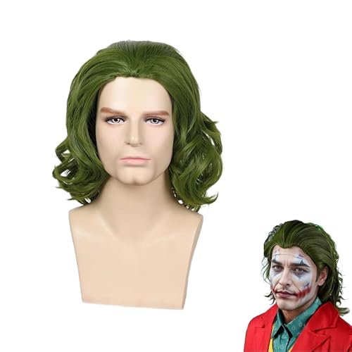 CGVG Kurze Lockige Grüne Perücke Herren Grüne Clown Perücke Kostüm Perücke für Halloween Karneval Fasching Kostümparty von CGVG