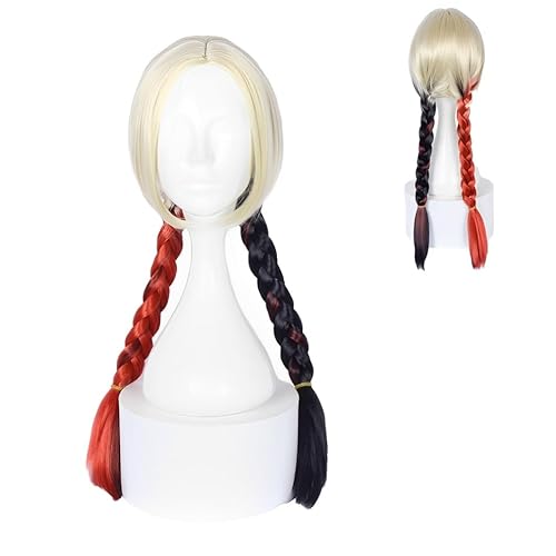 CGVG Lange Geflochtene Cosplay Perücke Blond Schwarz Rot Perücke mit Zöpfe Damen Frauen für Halloween Fasching Karneval Mottoparty Kostümparty (Zöpfe) von CGVG