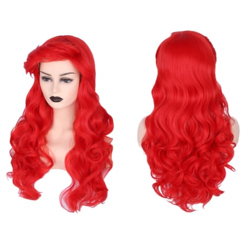 CGVG Lange Lockige Rote Perücke Hitzebeständige Synthetische Damenperücke für Cosplay Karneval Halloween (Erwachsene) von CGVG