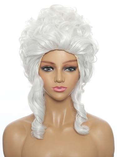 CGVG Weiße Barock Perücke Damen Renaissance Perücke Rokoko Perücke für Barock Kostüm Cosplay Halloween Karneval von CGVG