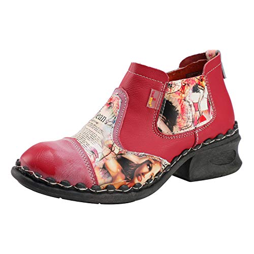 CH SHOELANDER Damen Leder Stiefeletten Freizeitschuhe Pull on mit Reißverschluss für Outdoor, rot, 38 EU CH SHOELANDER Damen Leder Stiefeletten Freizeitschuhe Pull on mit Reißverschluss für Outdoor, rot, 38 EU von CH SHOELANDER