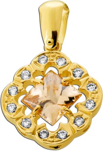 Ch.Abramowicz Citrin Anhänger Gold 585 14K gelber Edelstein 5ct Brillanten 0.24ct von CH.ABRAMOWICZ