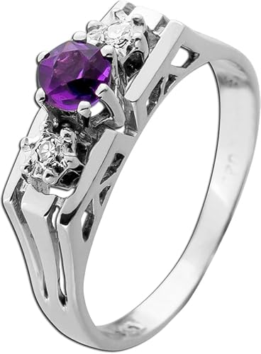 Ch.Abramowicz Amethyst Ring Weißgold 585 14K lila Edelstein Brillanten 0.04ct Antikschmuck 17 von CH.ABRAMOWICZ