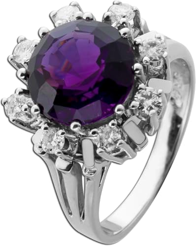 Ch.Abramowicz Amethyst Ring Weissgold 585 14K lila Edelstein Brillanten Antikschmuck 18 von CH.ABRAMOWICZ