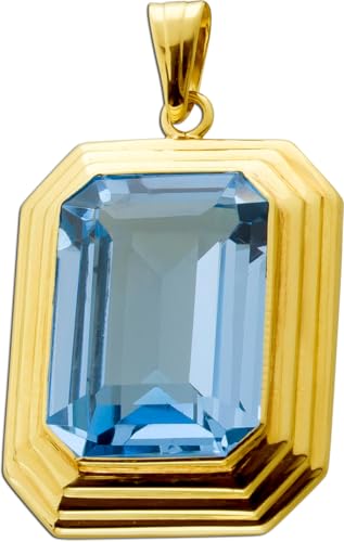 Ch.Abramowicz Aquamarin Anhänger Gold 333 8K synth. blauer Edelstein 12.6ct. Antikschmuck von CH.ABRAMOWICZ