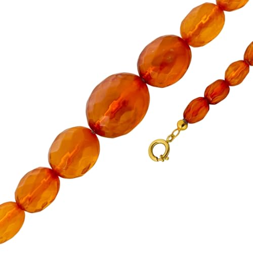 Ch.Abramowicz Bernstein Kette cognac honiggelbe Edelsteine 25mm Antikschmuck 78 von CH.ABRAMOWICZ