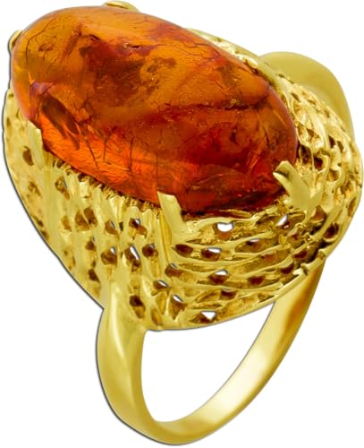 Ch.Abramowicz Bernstein Ring Gold 333 8K brauner Edelstein Antikschmuck 18 von CH.ABRAMOWICZ