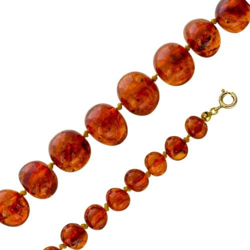 Ch.Abramowicz Bernsteine Kette baltische Edelsteine cognac honiggelb 220ct Antikschmuck 60 von CH.ABRAMOWICZ