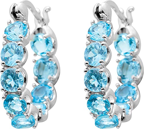 Ch.Abramowicz Blautopas Creolen Silber 925 hellblaue Edelsteine von CH.ABRAMOWICZ