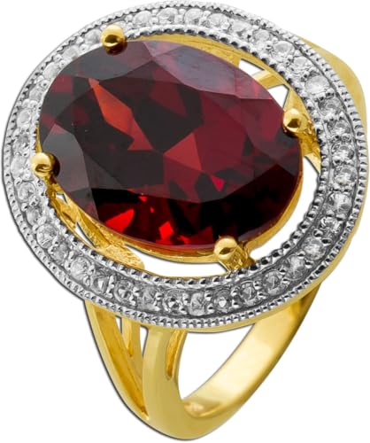 Ch.Abramowicz Brillantring Gold 375 9K roter Rhodolith 10ct Brillanten 0.18ct 17 von CH.ABRAMOWICZ