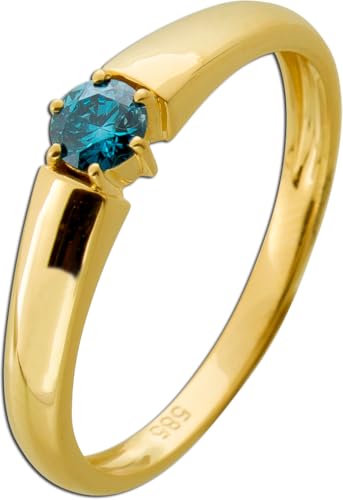 Ch.Abramowicz Brillantring Gold 585 14K blauer Solitär Diamant 0.25ct 19 Ch.Abramowicz Brillantring Gold 585 14K blauer Solitär Diamant 0.25ct 19 von CH.ABRAMOWICZ