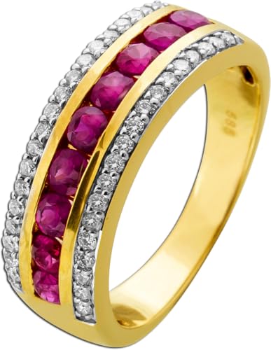 Ch.Abramowicz Brillantring Gold 585 14K rote Rubine 2.1ct Brillanten 0.30ct 19 von CH.ABRAMOWICZ