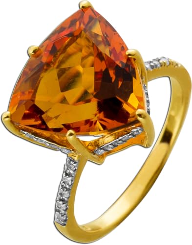 Ch.Abramowicz Citrinring Gold 375 9K goldgelber Edelstein 10.7ct Diamanten 0.20ct 17 von CH.ABRAMOWICZ