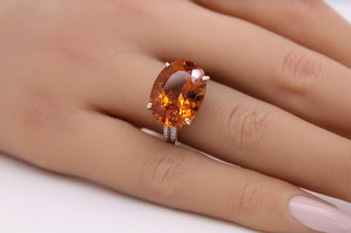 Ch.Abramowicz Citrinring Gold 375 9K honiggelber Edelstein 12.2ct Brillanten 0.14ct 19 von CH.ABRAMOWICZ