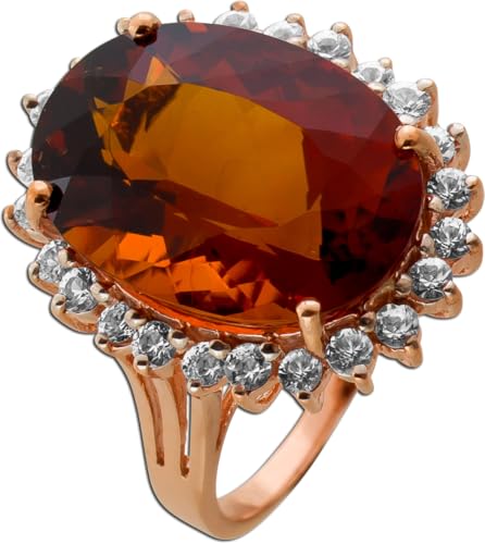 Ch.Abramowicz Citrinring Rosegold 375 9K cognac brauner Edelstein 16.7ct weiße Topase 19 von CH.ABRAMOWICZ
