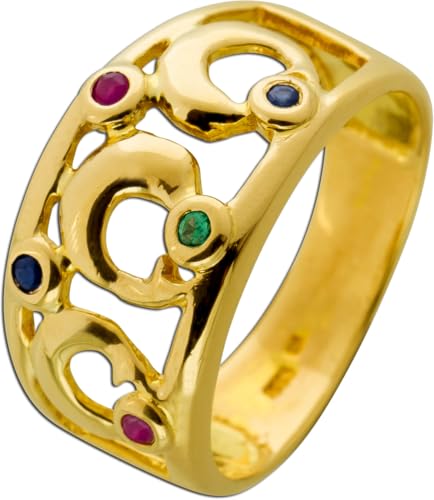 Ch.Abramowicz Delphin Ring Gold 333 8K blaue Saphire Rubine grüner Smaragd 19 von CH.ABRAMOWICZ