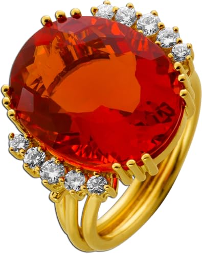 Ch.Abramowicz Feueropal Ring Gold 18K 750 orangener Opal 15ct. Brillanten 0.40ct. 18 von CH.ABRAMOWICZ